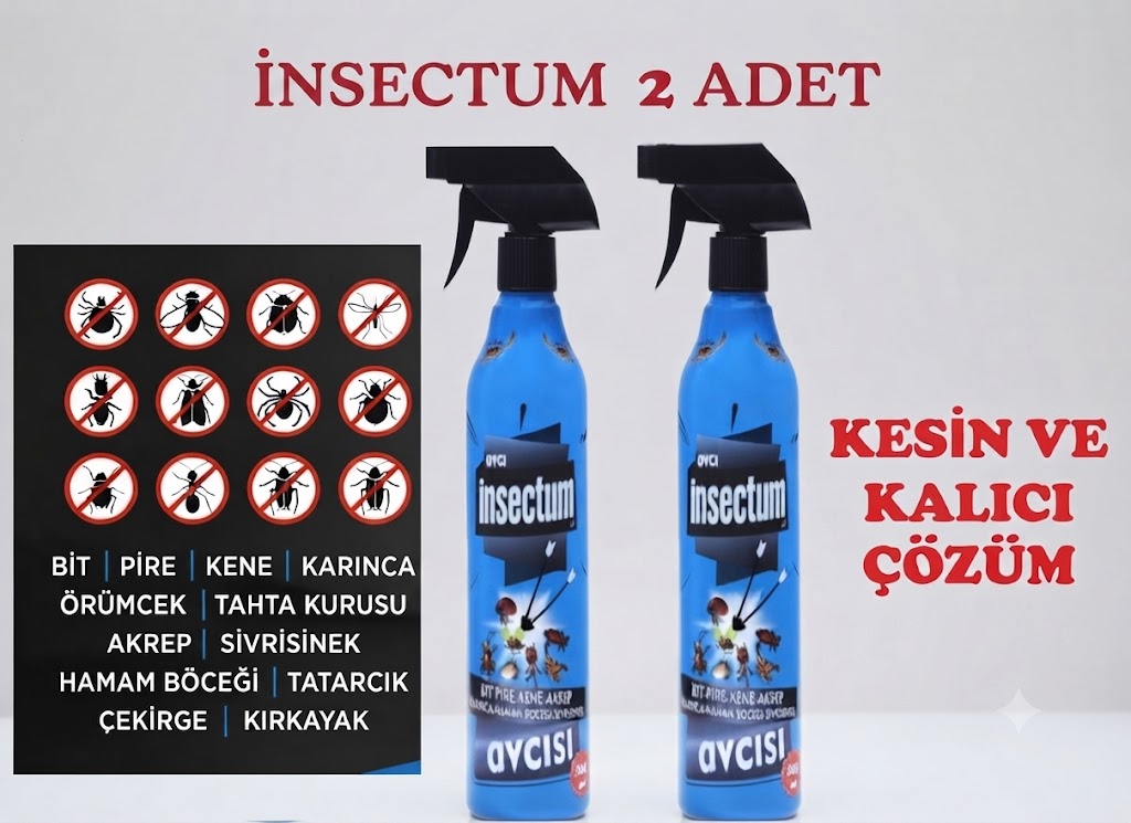 Avcı Insectum 2 Adet 500 ml Haşere Öldürücü Sprey - Kesin ve Kalıcı Çözüm